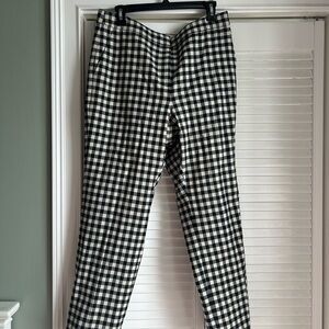 J. Crew Black and White Gingham Kate Pants, Size 12
